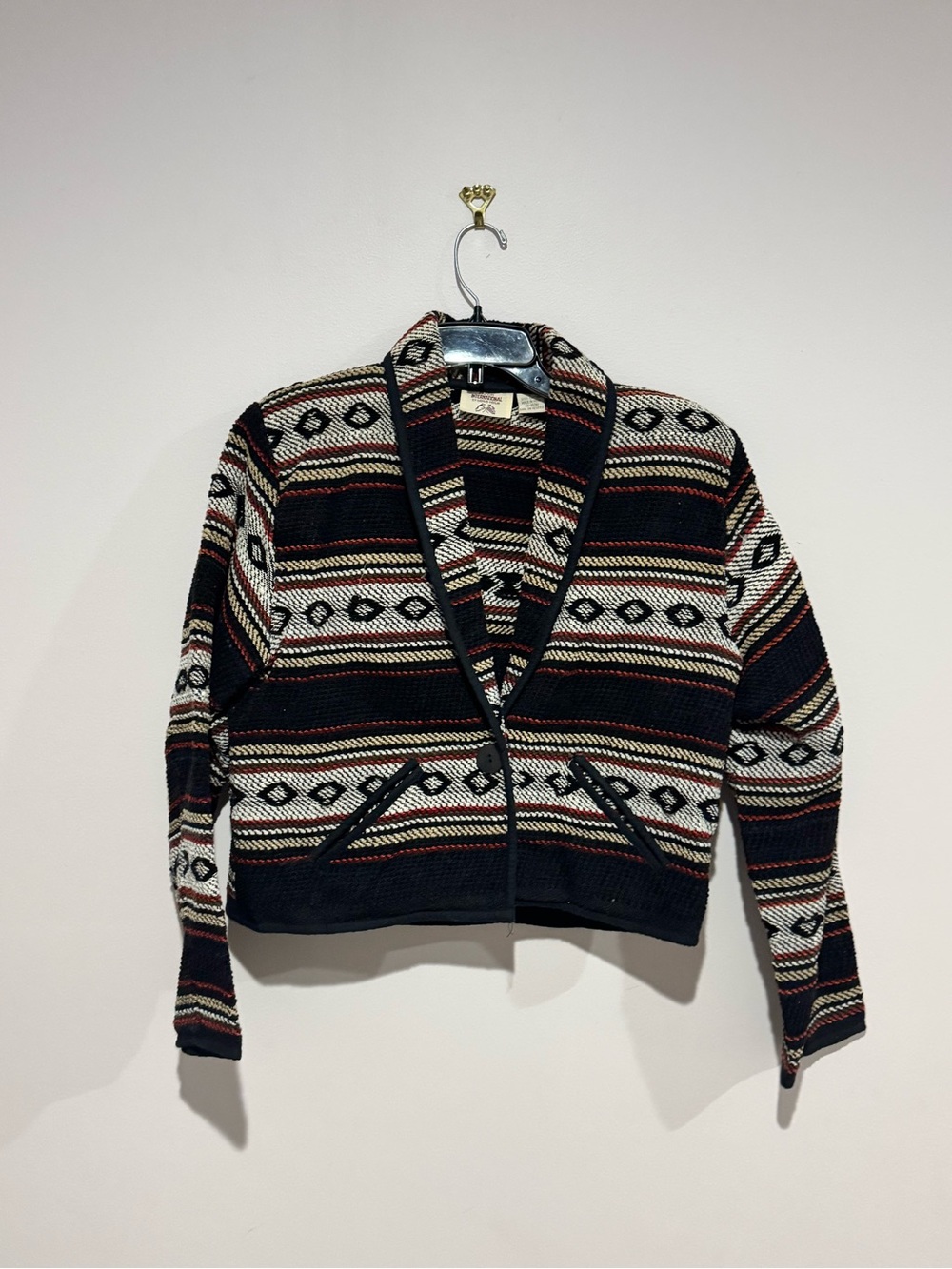 Vintage International Giorgio Fiorlini Tapestry Cropped Jacket Sz Large Aztech